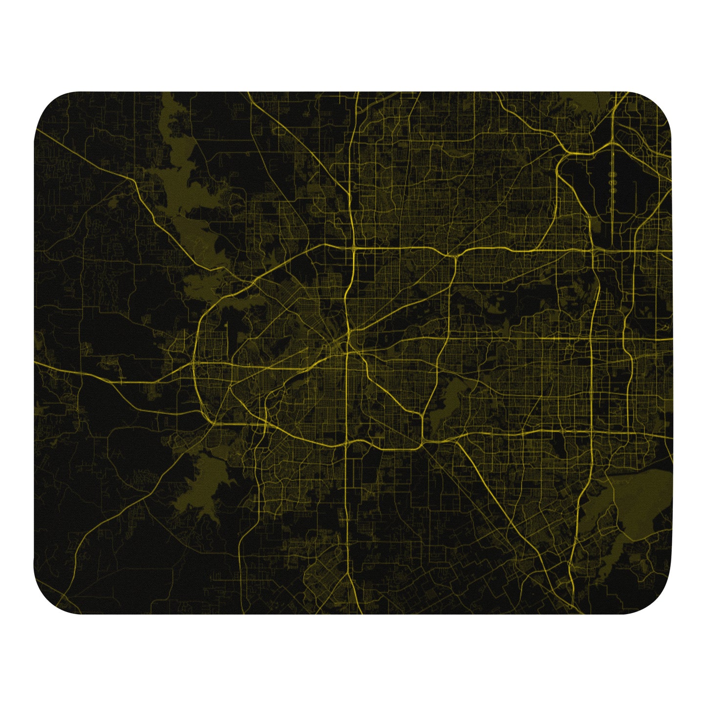 Fort Worth Black and Yellow Map Mouse Pad