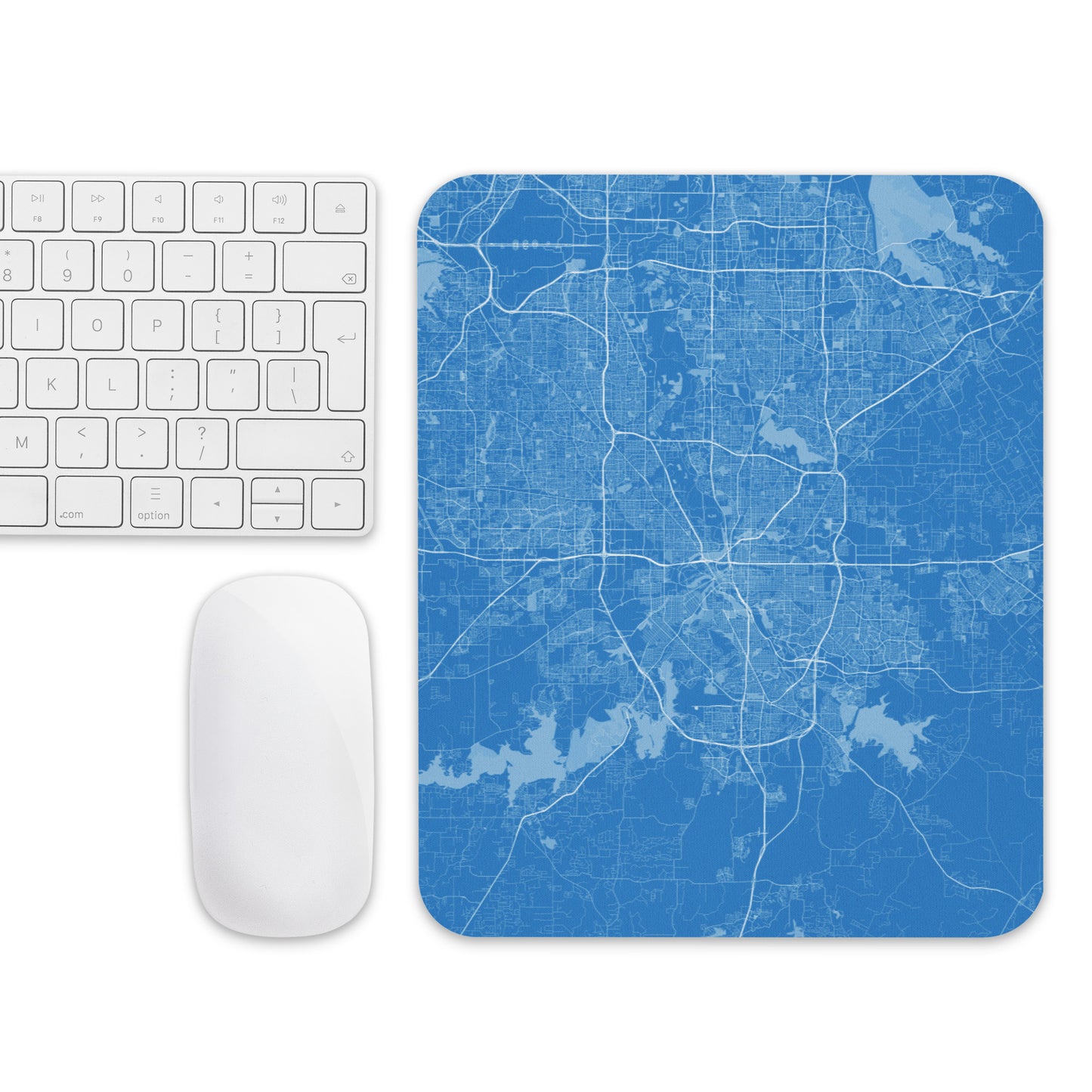 Fort Worth Blue and White Map Mouse Pad