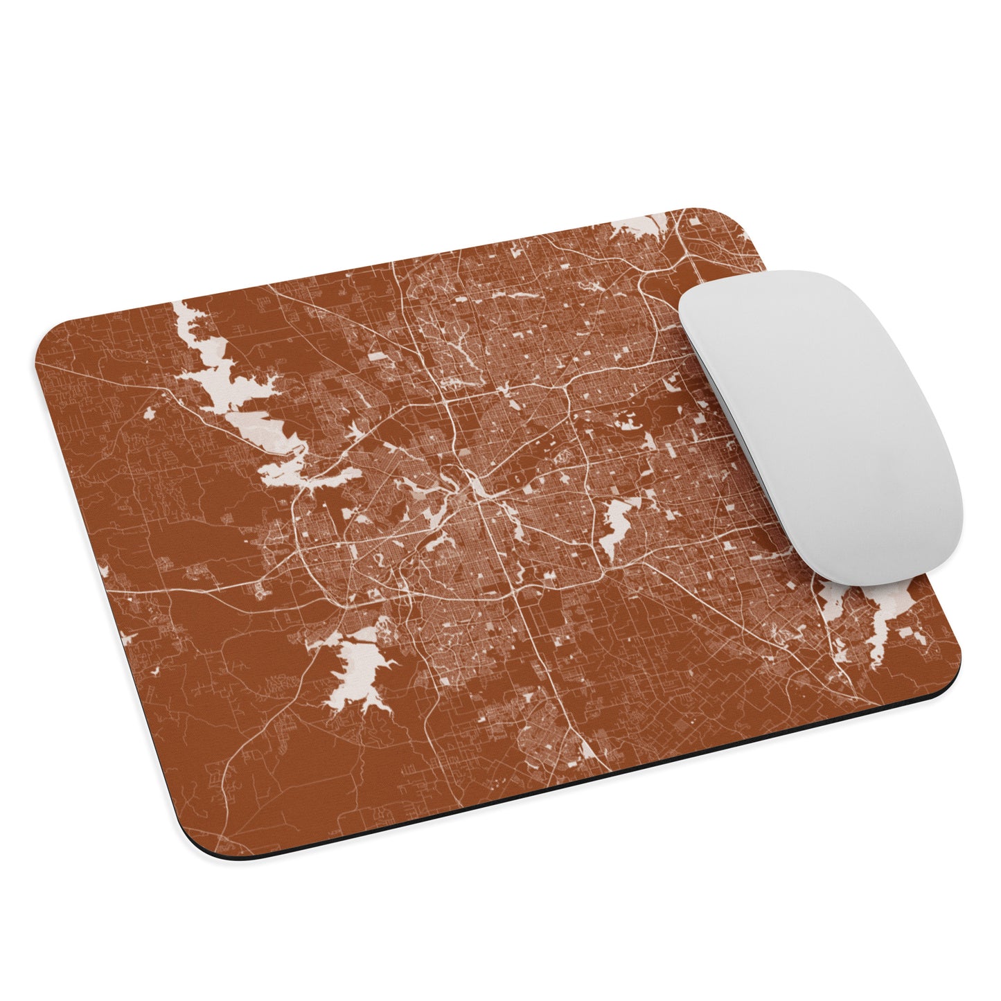 Fort Worth Brown and White Map Mouse Pad