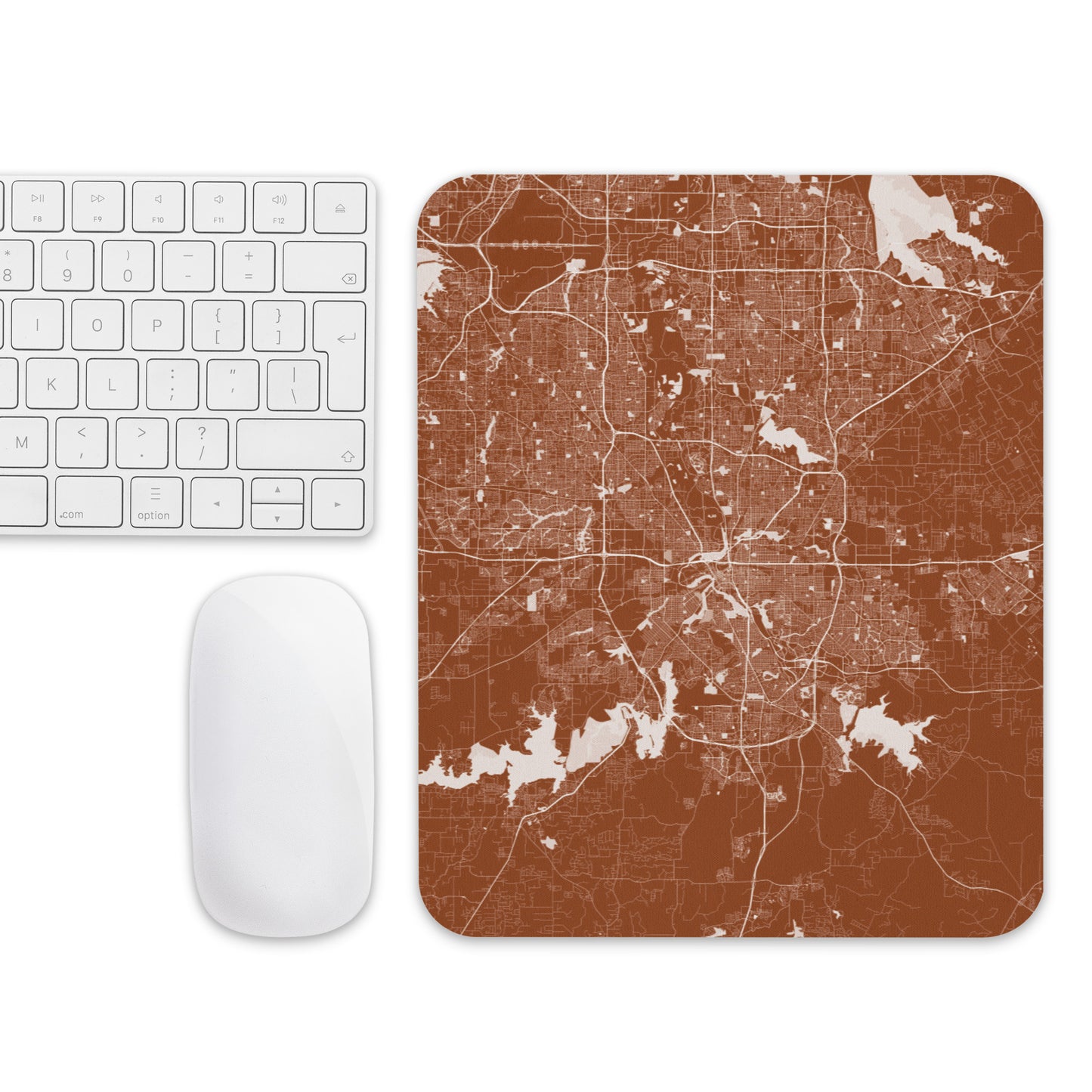 Fort Worth Brown and White Map Mouse Pad