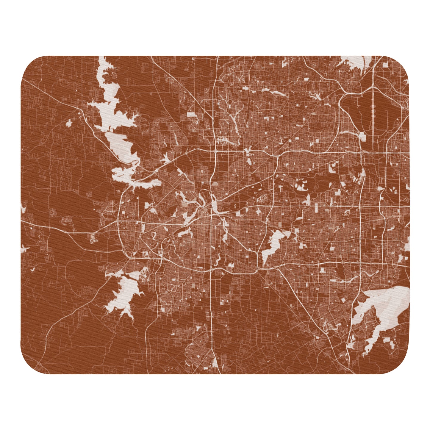 Fort Worth Brown and White Map Mouse Pad