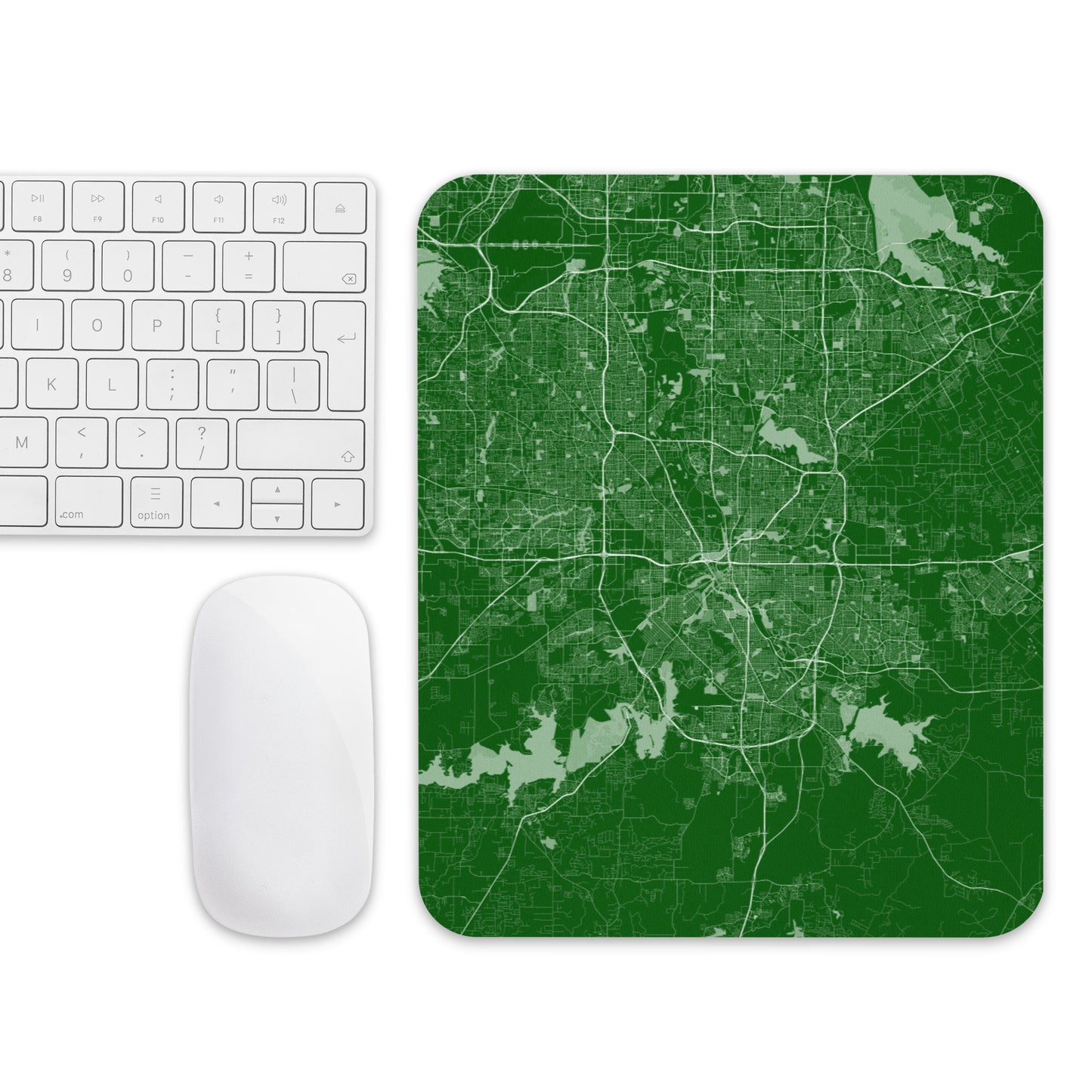 Fort Worth Green and White Map Mouse Pad