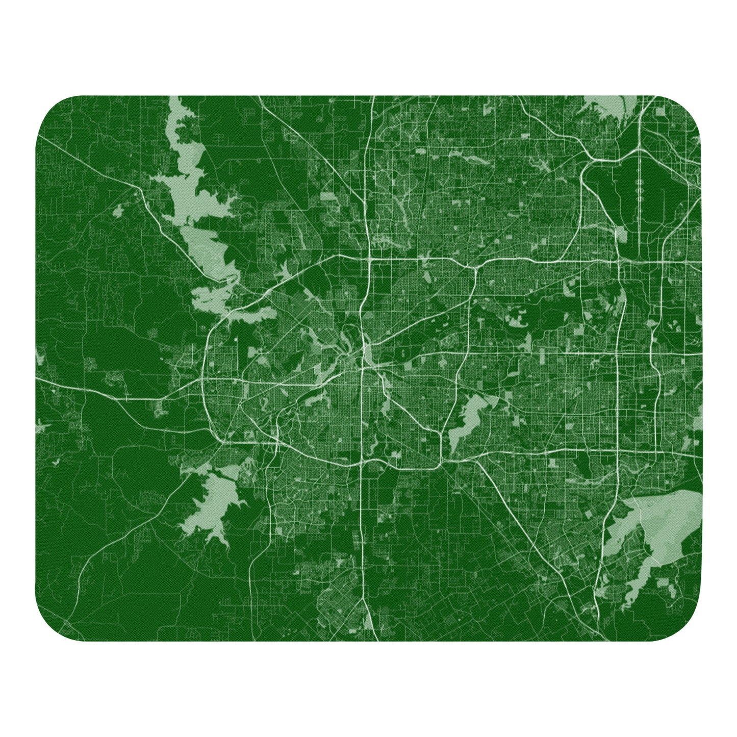Fort Worth Green and White Map Mouse Pad