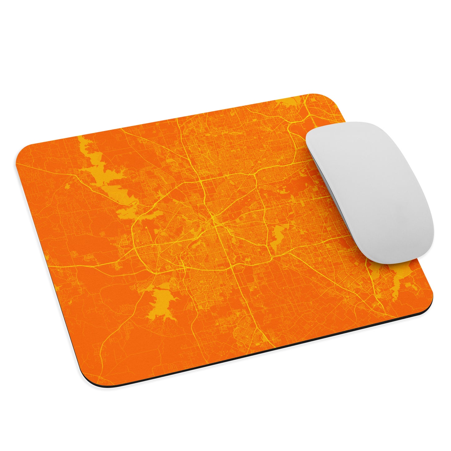 Fort Worth Orange and Yellow Map Mouse Pad