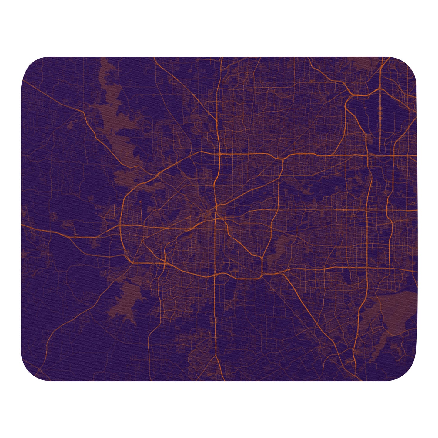 Fort Worth Purple and Orange Map Mouse Pad