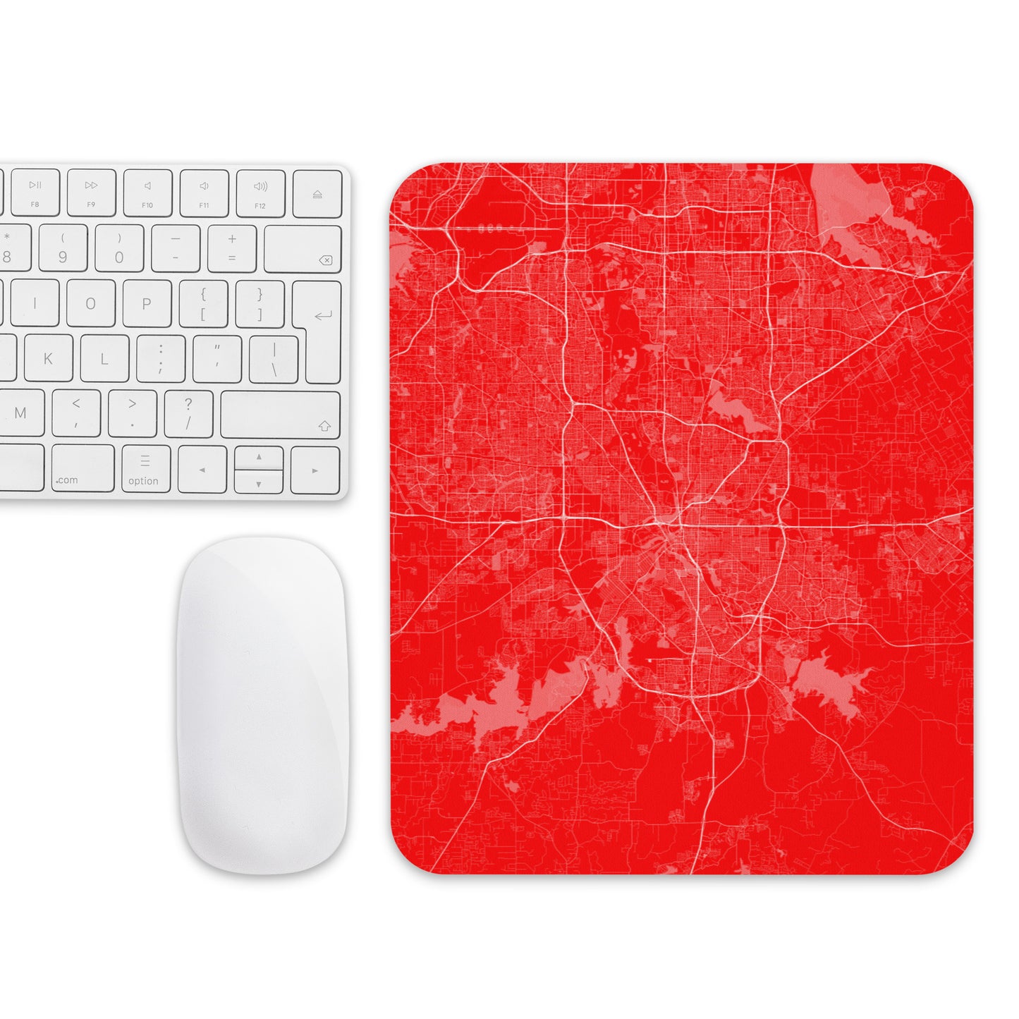 Fort Worth Red and White Map Mouse Pad
