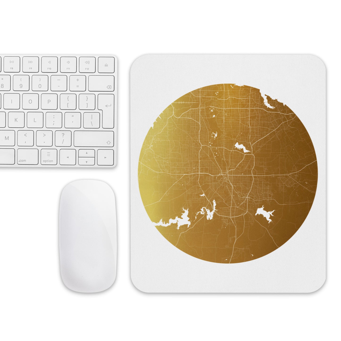 Fort Worth Gold on White Map Mouse Pad