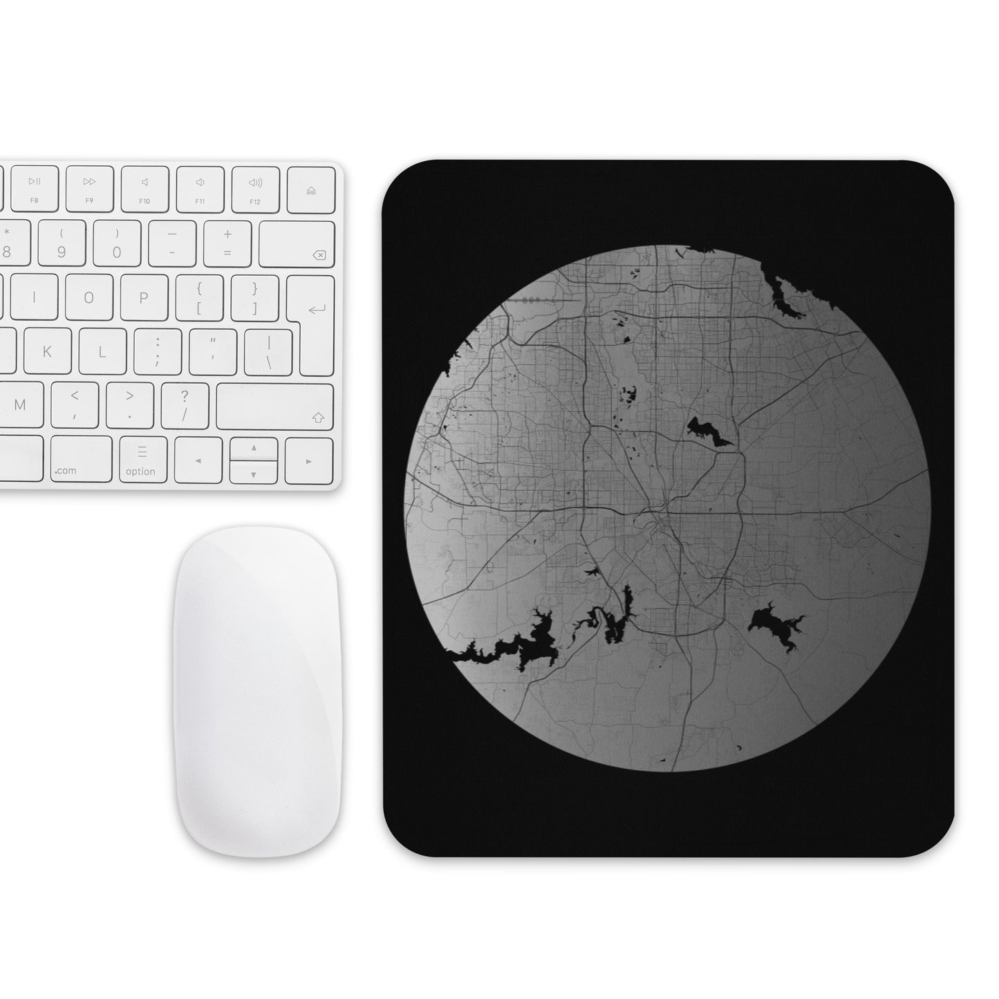 Fort Worth Silver on Black Map Mouse Pad