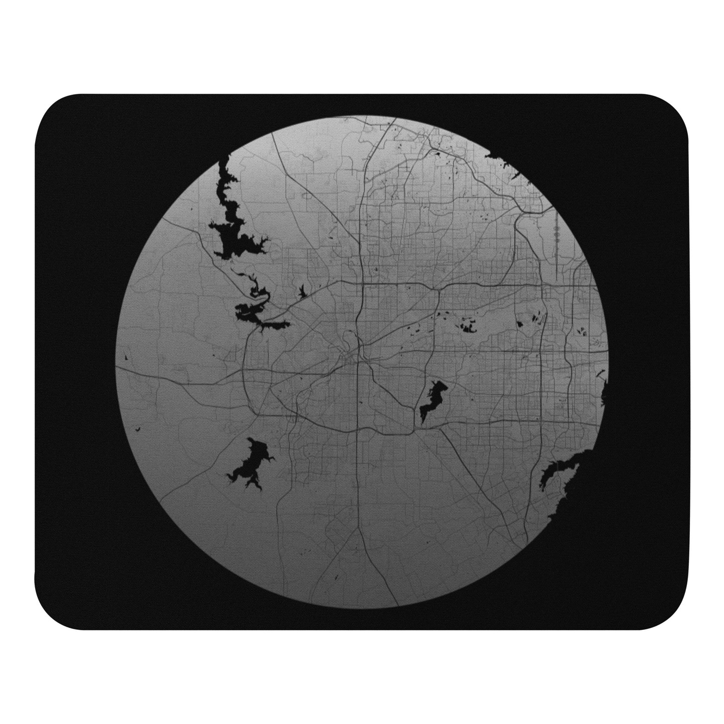 Fort Worth Silver on Black Map Mouse Pad