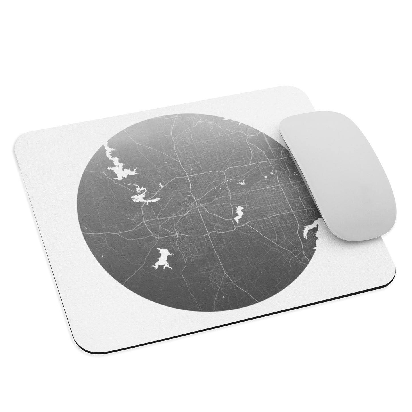 Fort Worth Silver on White Map Mouse Pad