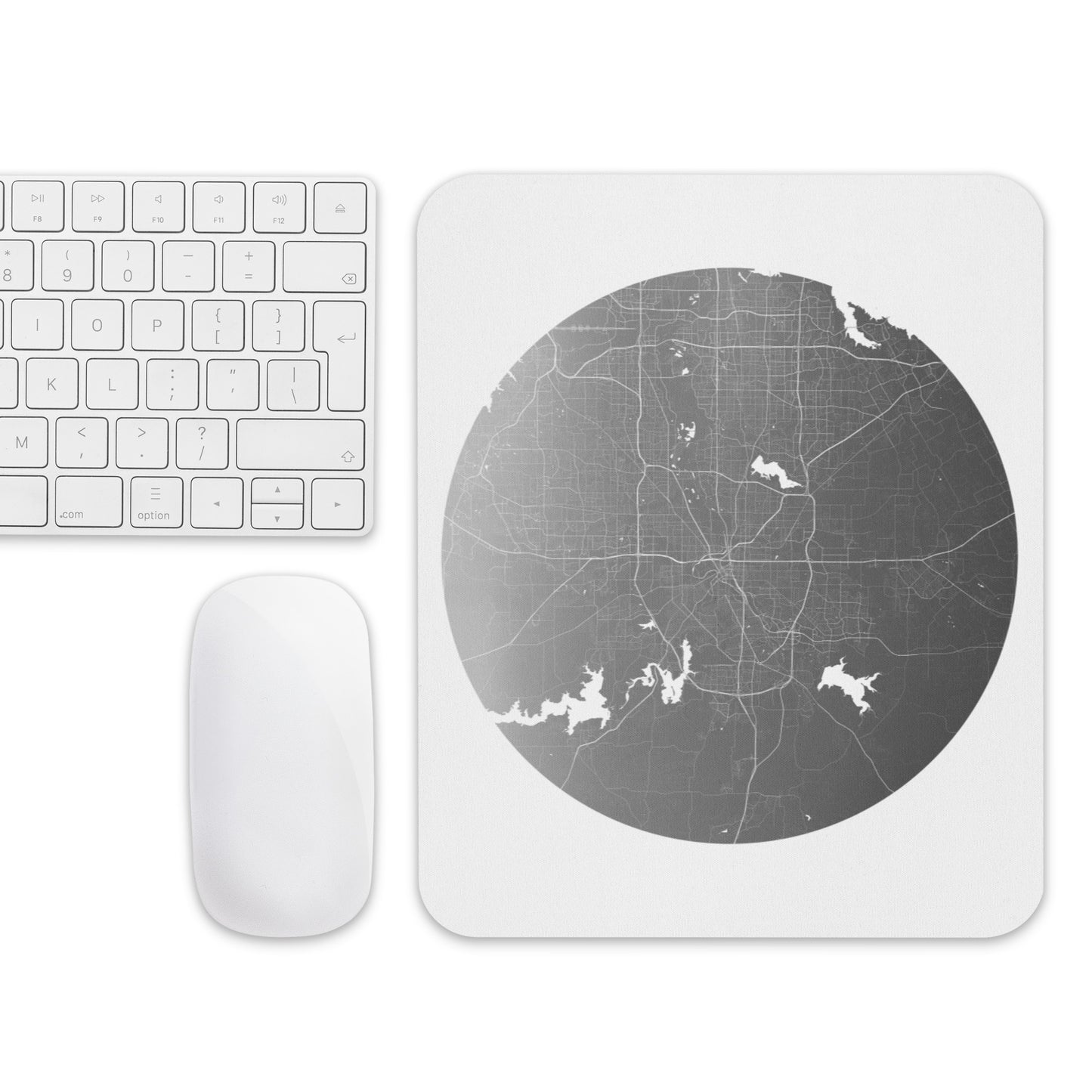 Fort Worth Silver on White Map Mouse Pad
