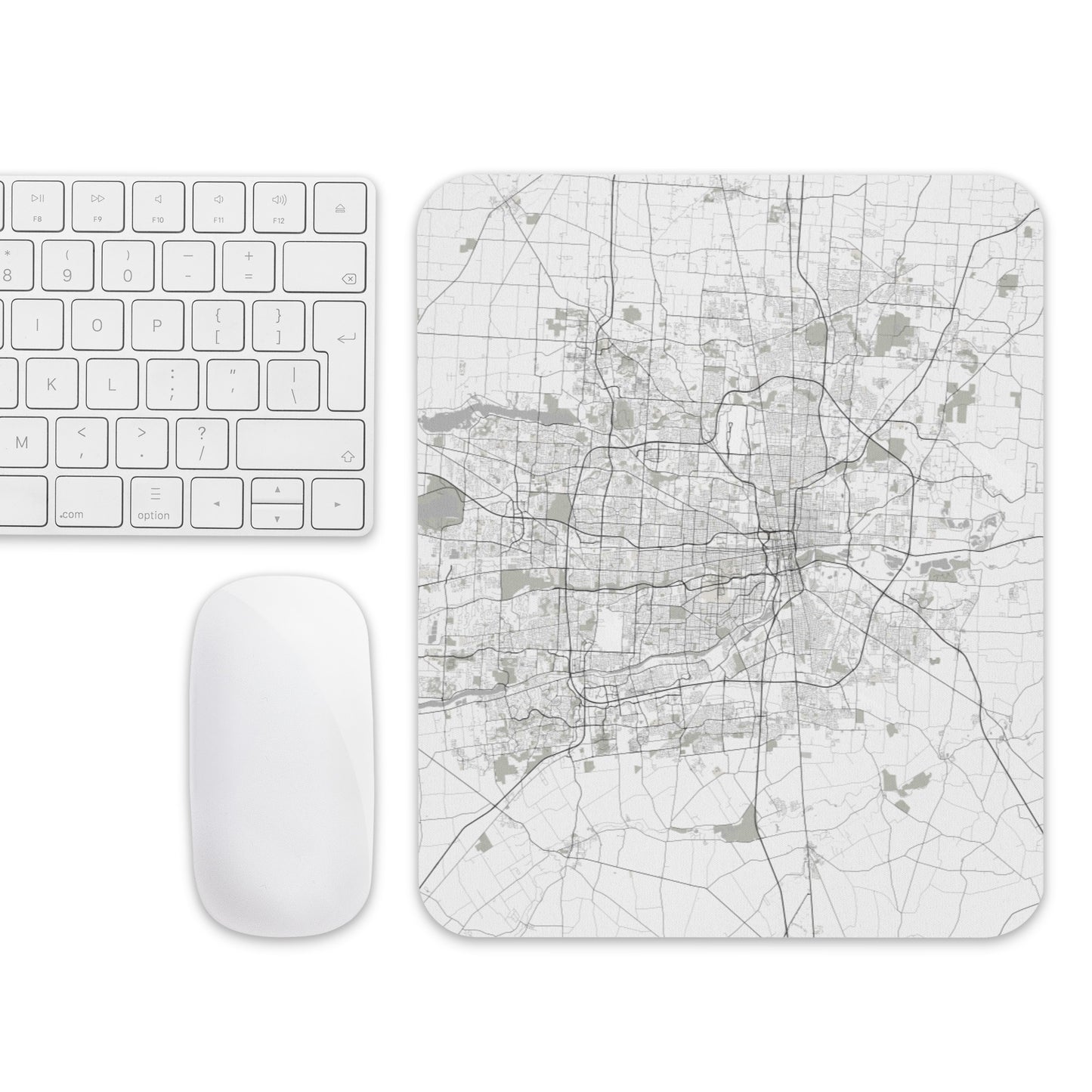 Columbus White Map Mouse Pad