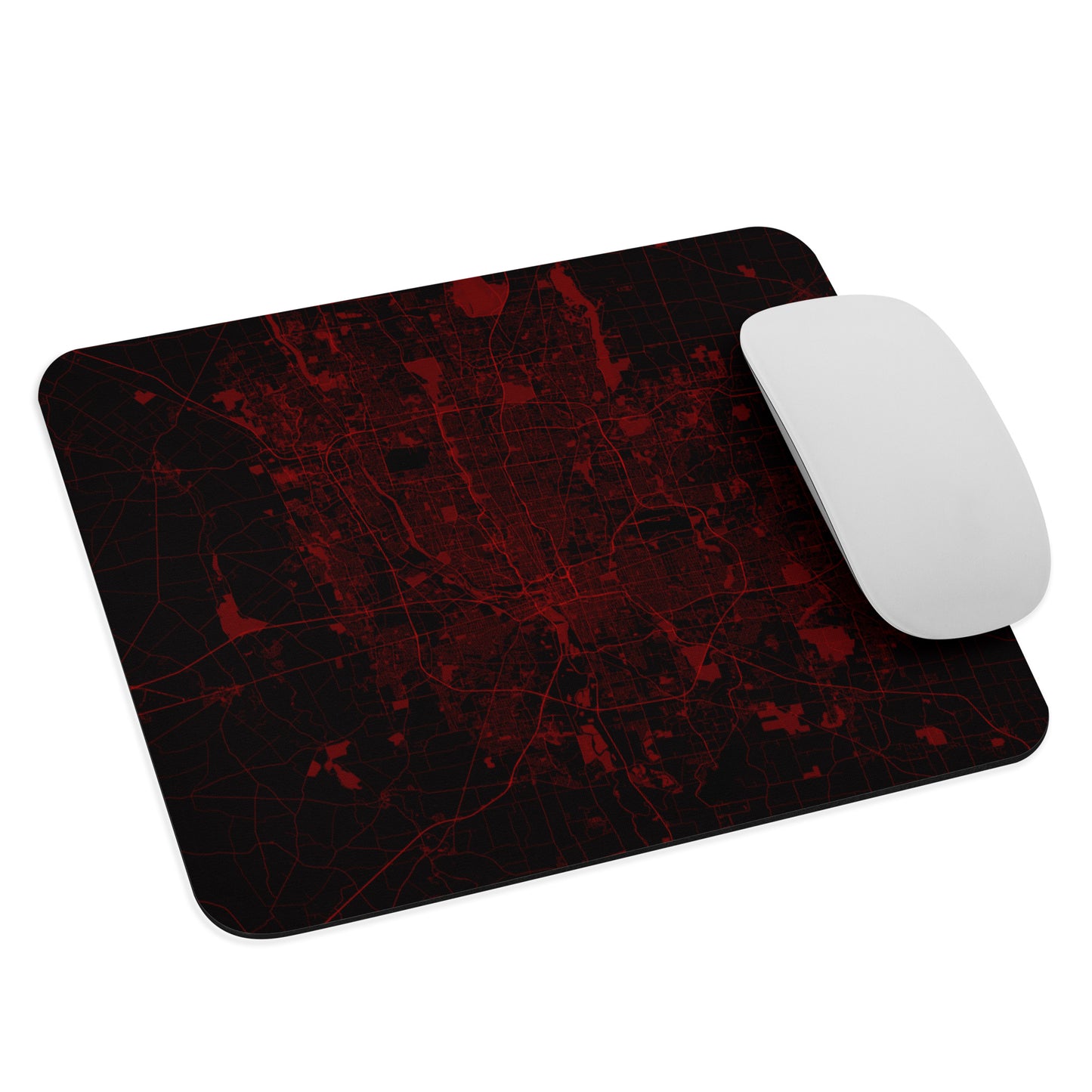 Columbus Black and Red Map Mouse Pad