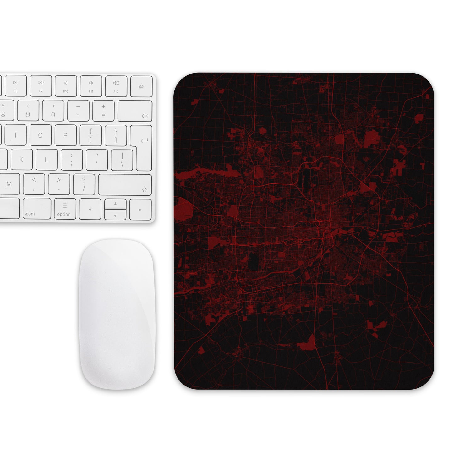 Columbus Black and Red Map Mouse Pad