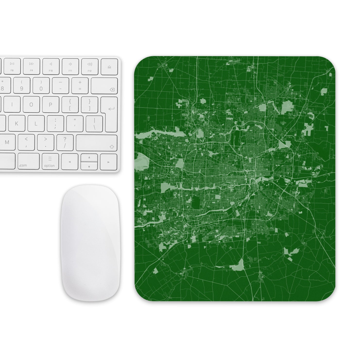 Columbus Green and White Map Mouse Pad