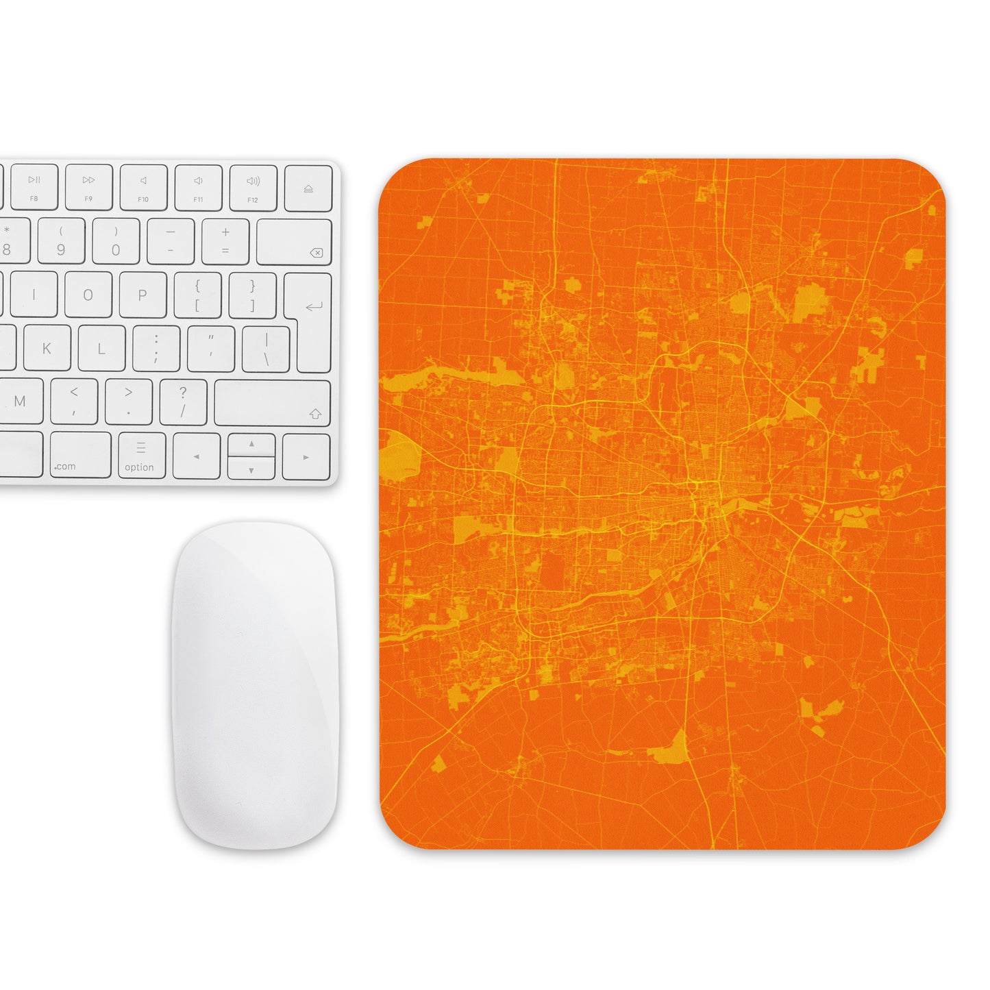 Columbus Orange and Yellow Map Mouse Pad