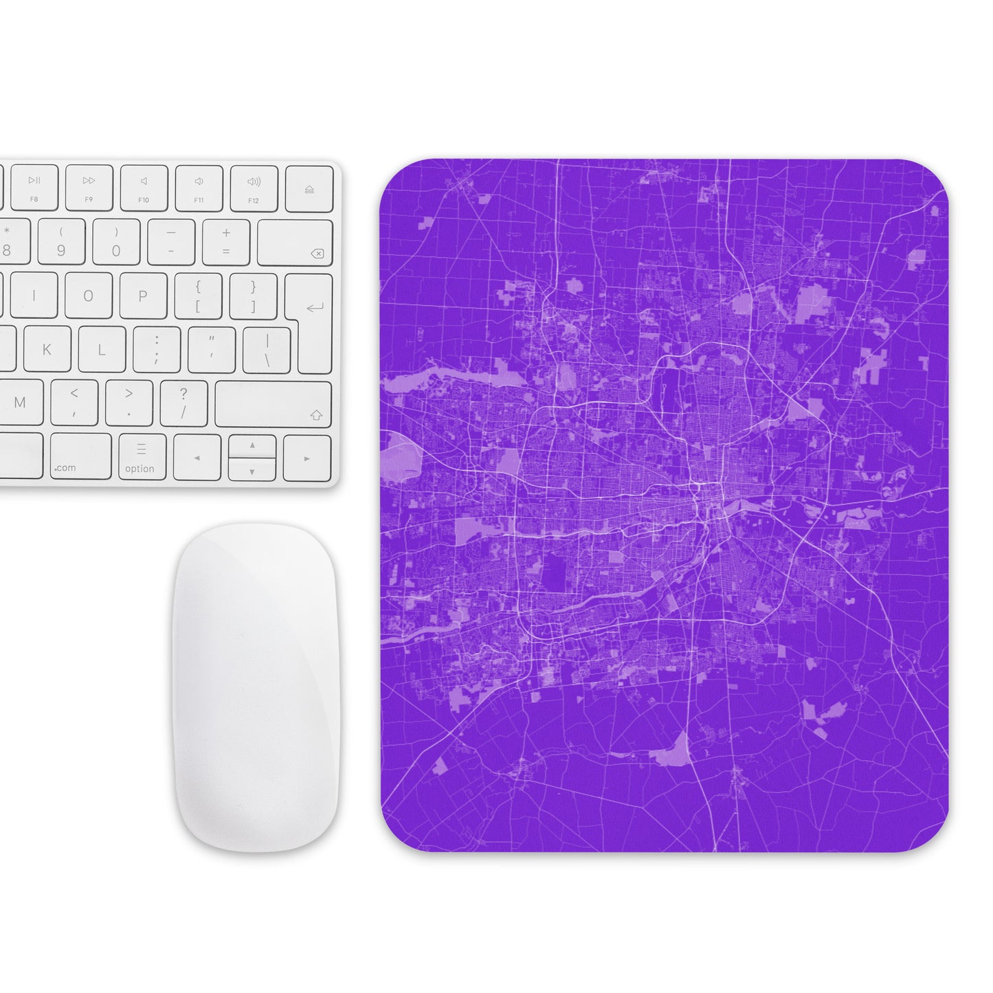 Columbus Purple and White Map Mouse Pad