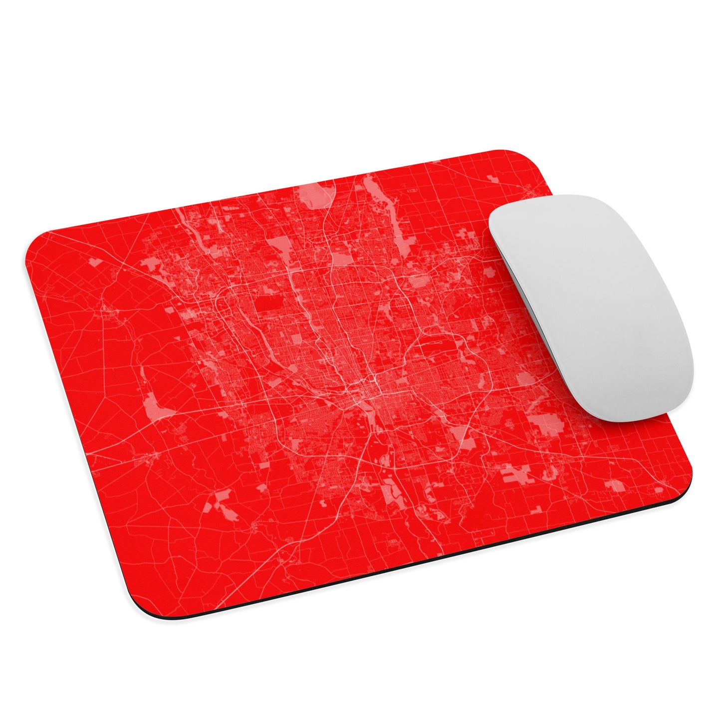 Columbus Red and White Map Mouse Pad