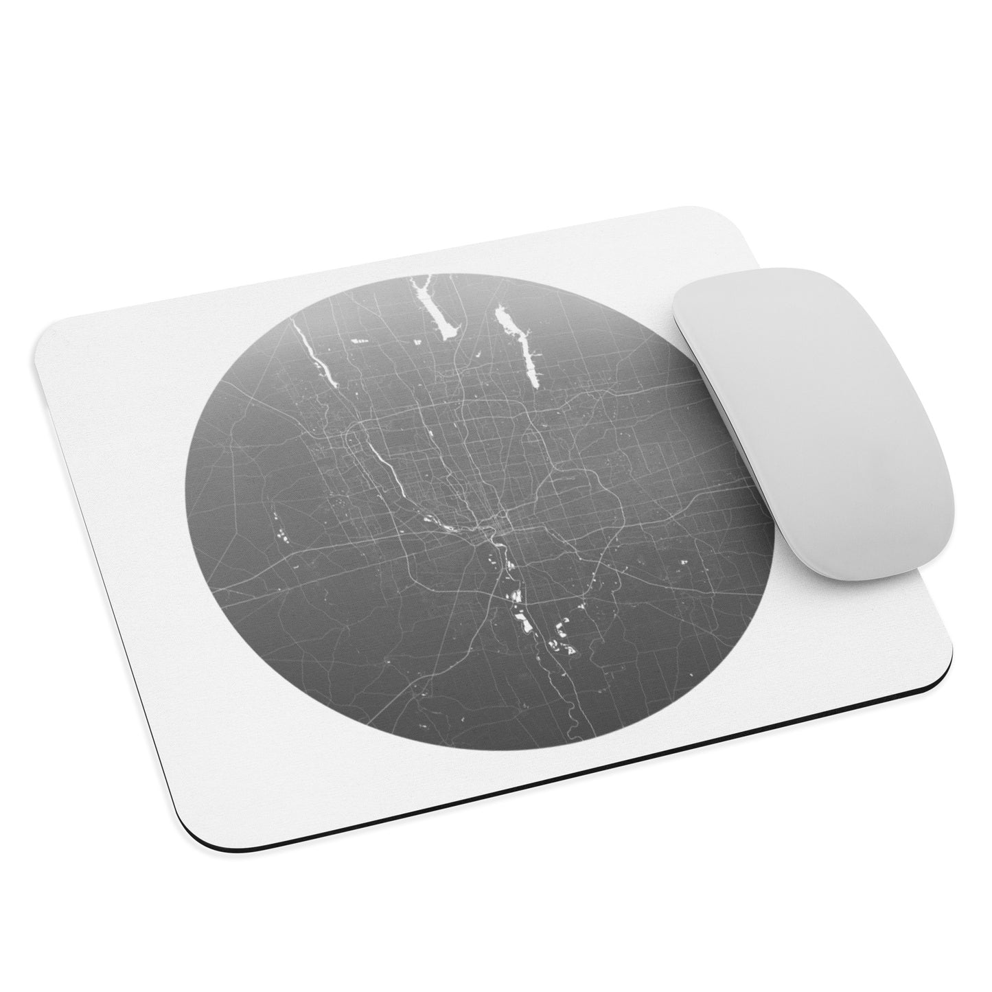 Columbus Silver on White Map Mouse Pad