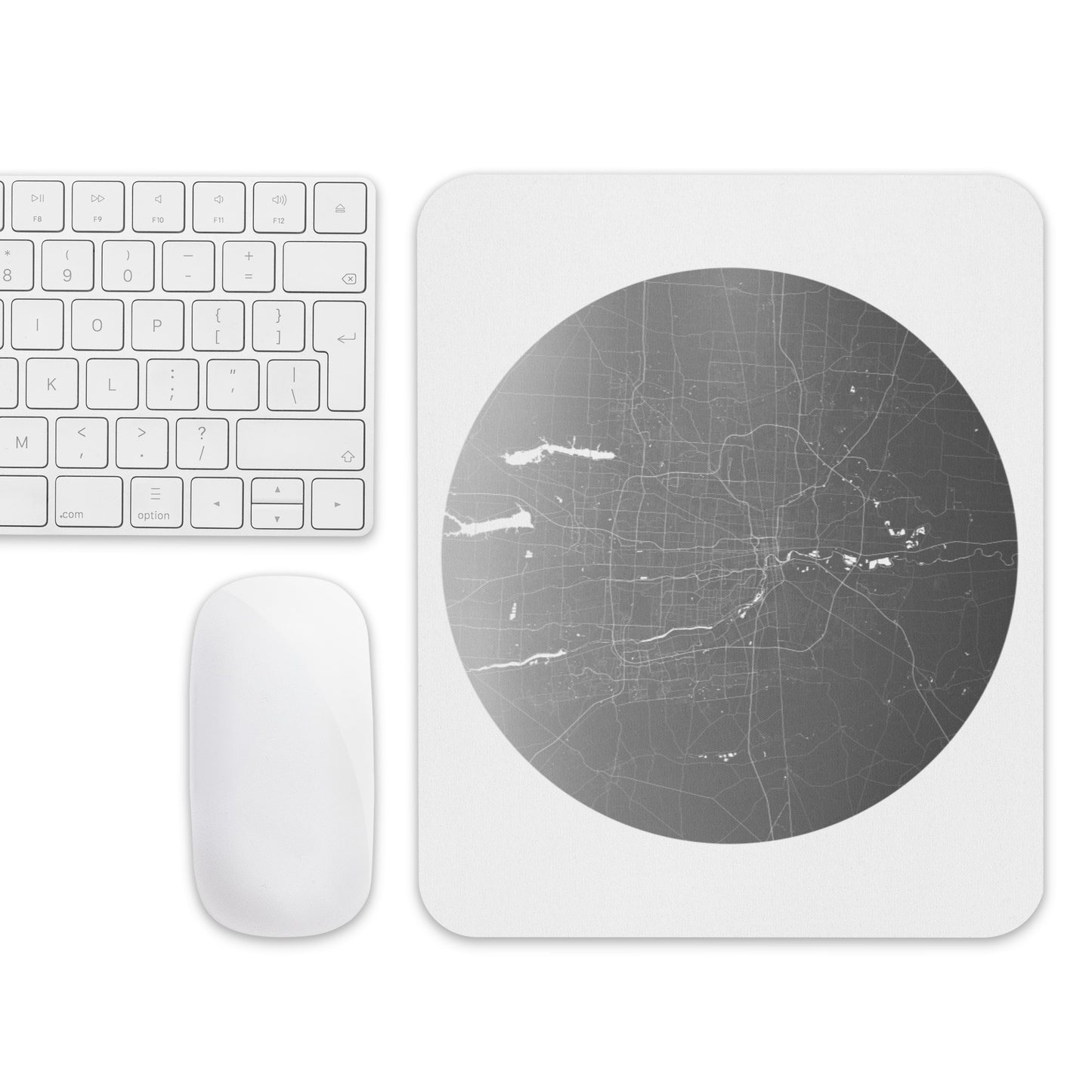 Columbus Silver on White Map Mouse Pad