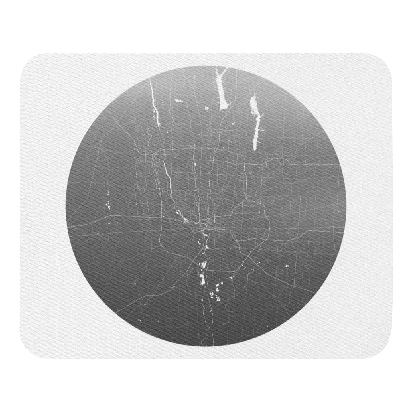 Columbus Silver on White Map Mouse Pad