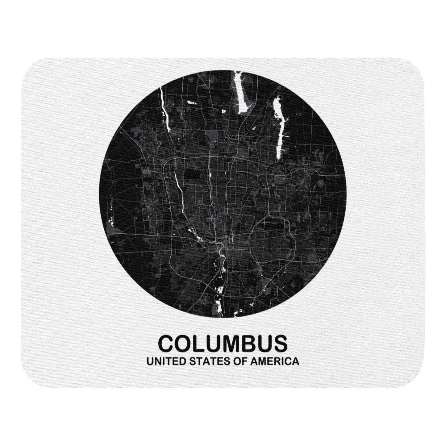 Columbus Circular Black Map Mouse Pad