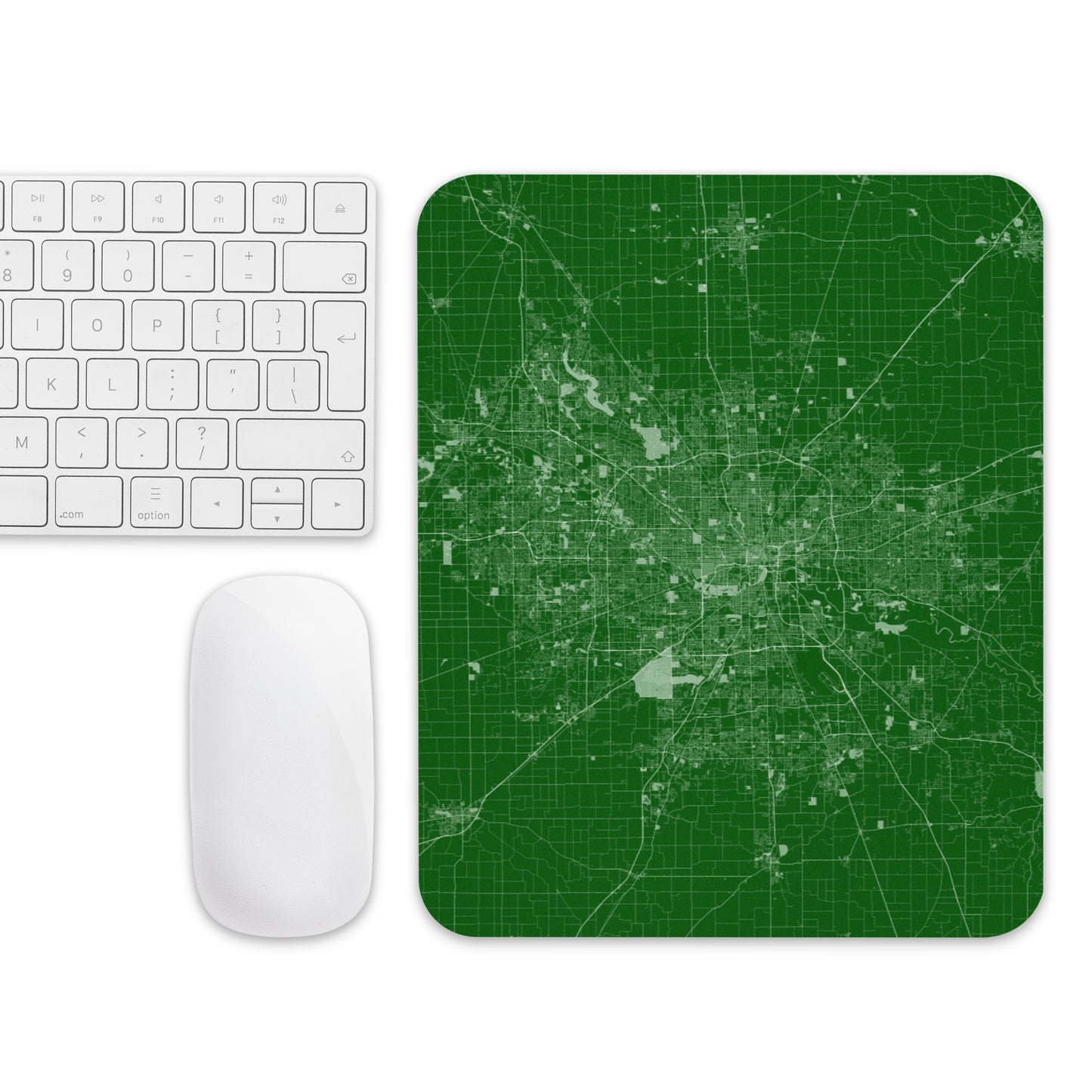 Indianapolis Green and White Map Mouse Pad