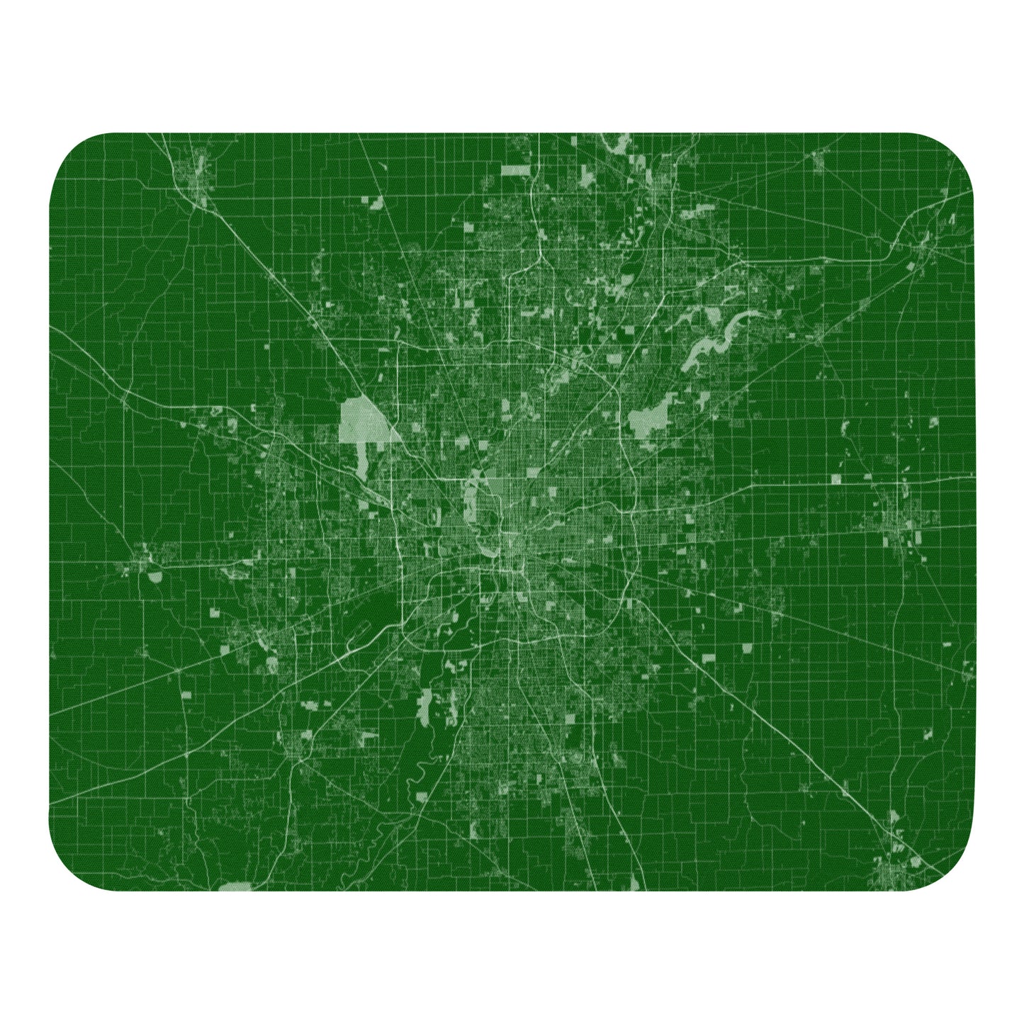 Indianapolis Green and White Map Mouse Pad