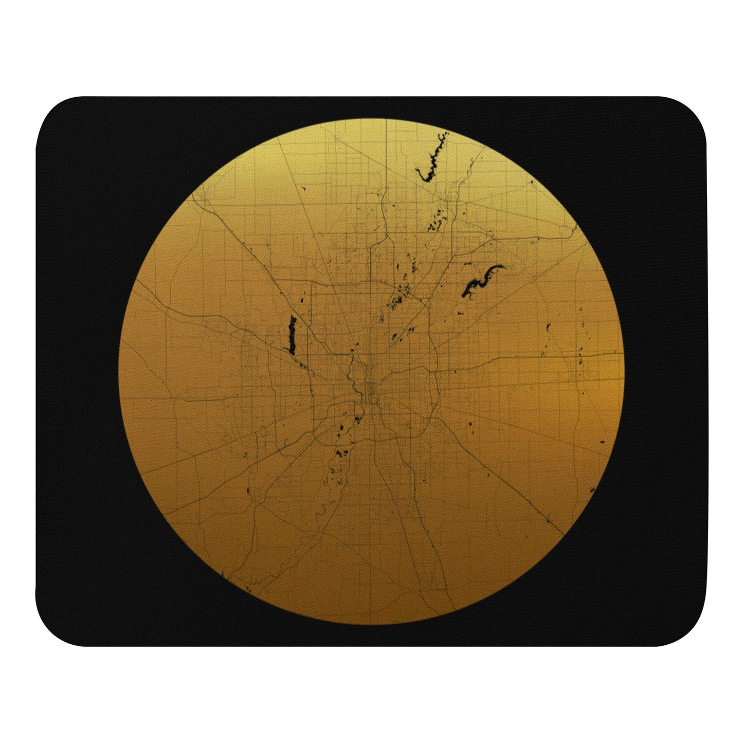 Indianapolis Gold on Black Map Mouse Pad