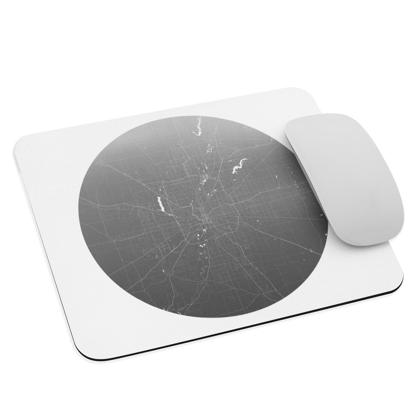 Indianapolis Silver on White Map Mouse Pad