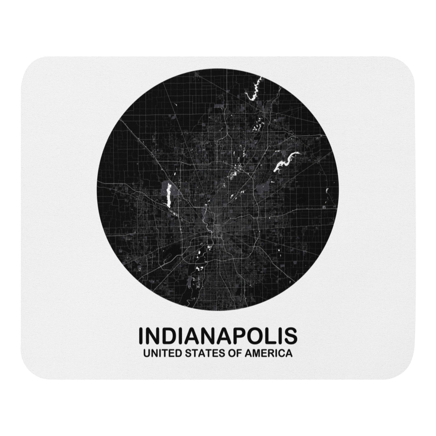 Indianapolis Circular Black Map Mouse Pad