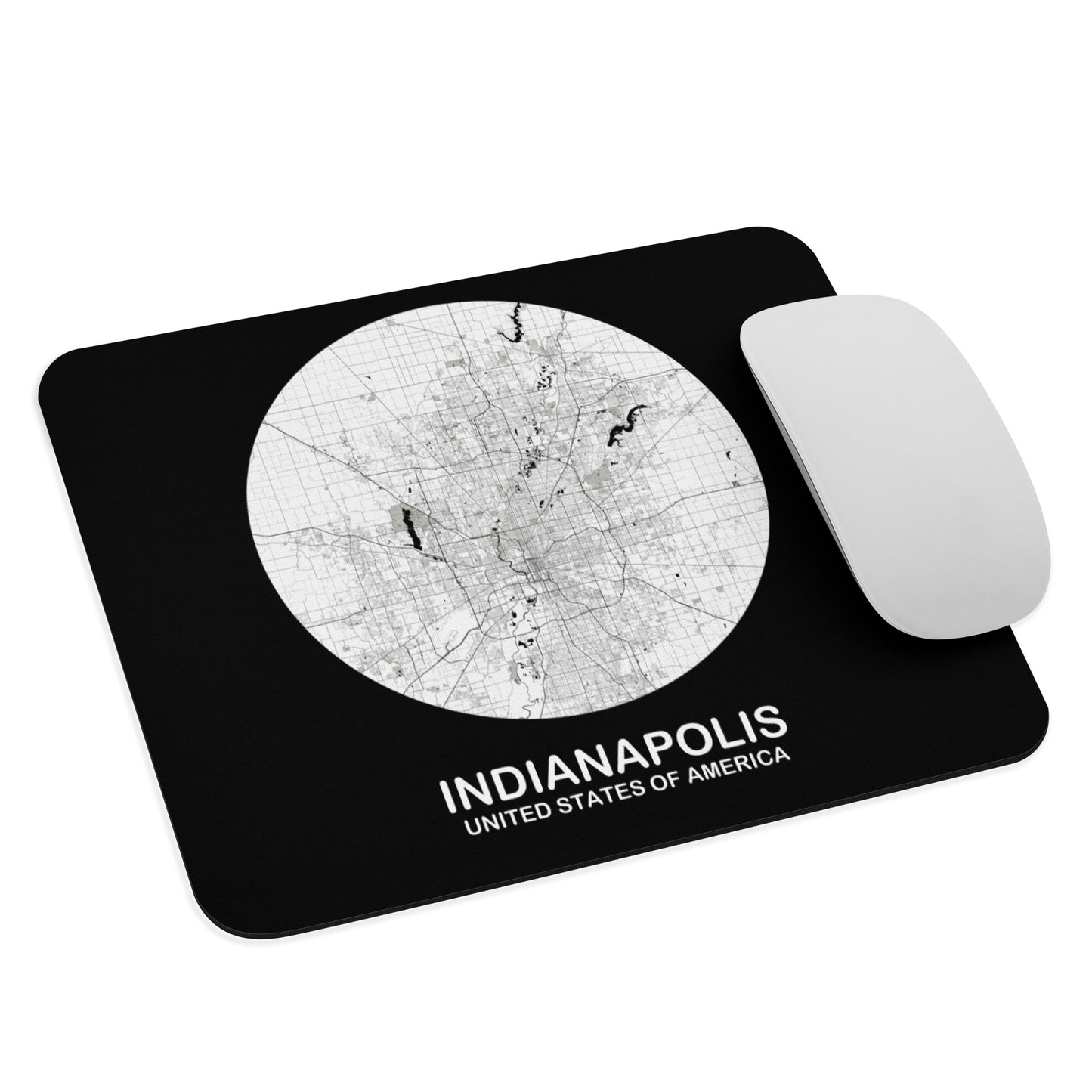 Indianapolis Circular White Map Mouse Pad