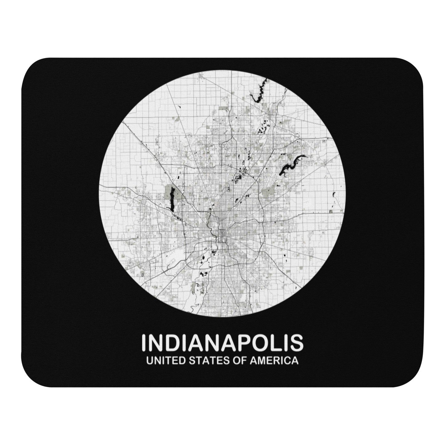 Indianapolis Circular White Map Mouse Pad