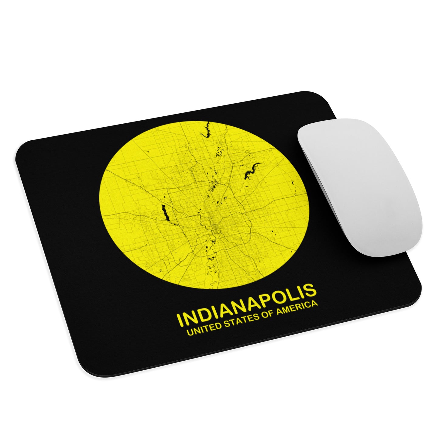 Indianapolis Circular Yellow Map Mouse Pad