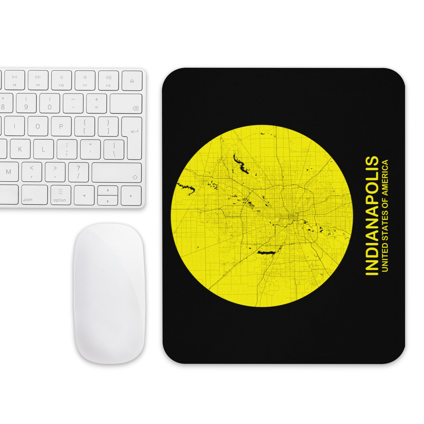 Indianapolis Circular Yellow Map Mouse Pad