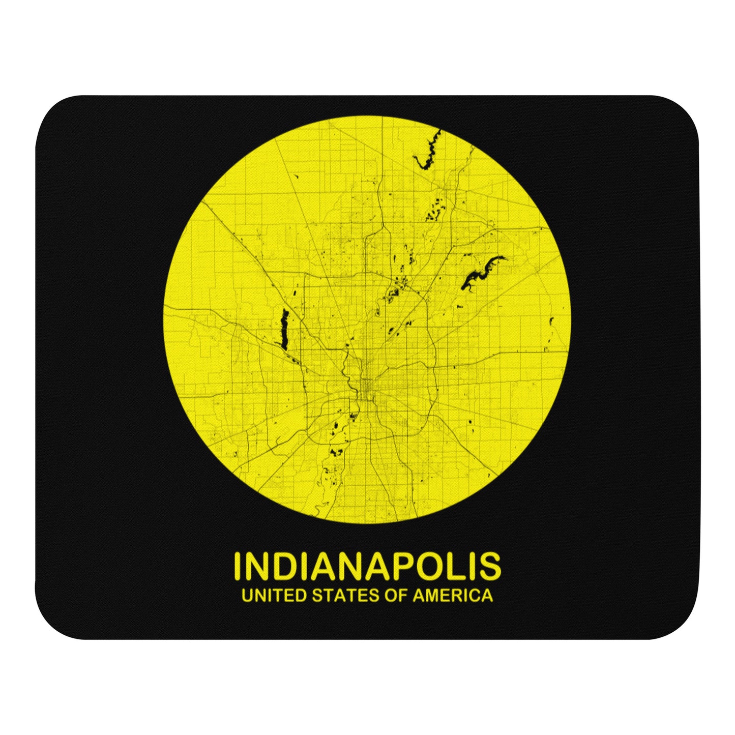 Indianapolis Circular Yellow Map Mouse Pad