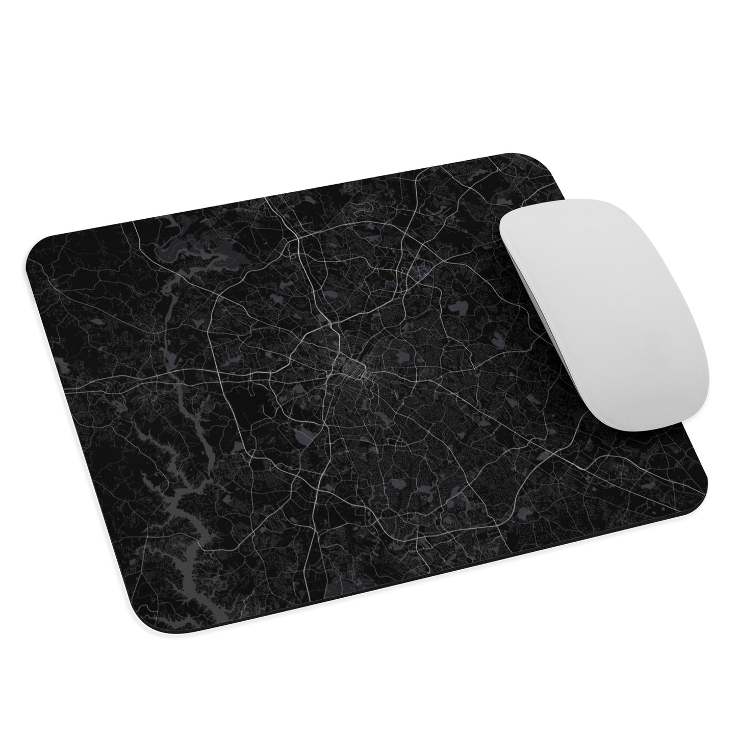 Charlotte Black Map Mouse Pad
