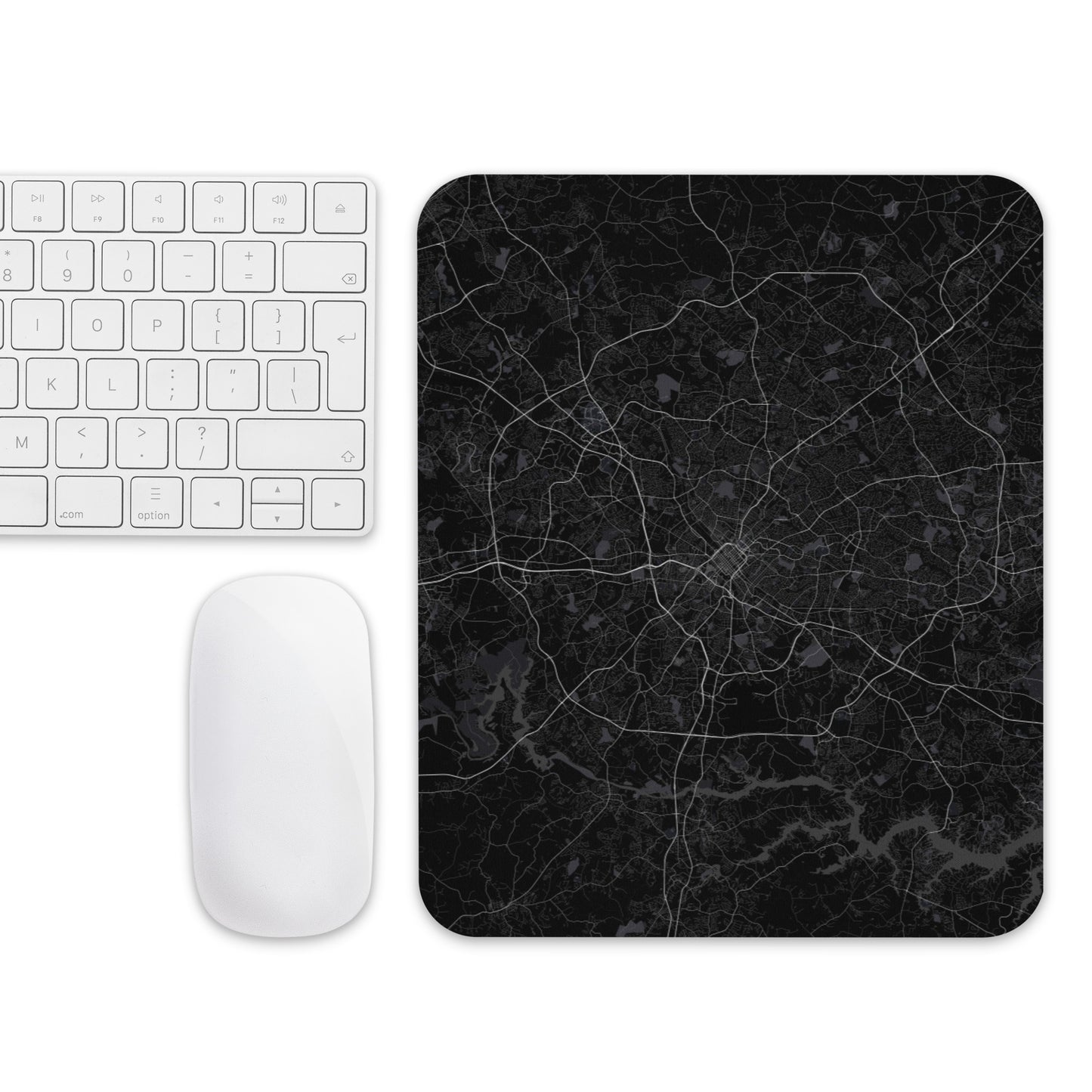Charlotte Black Map Mouse Pad