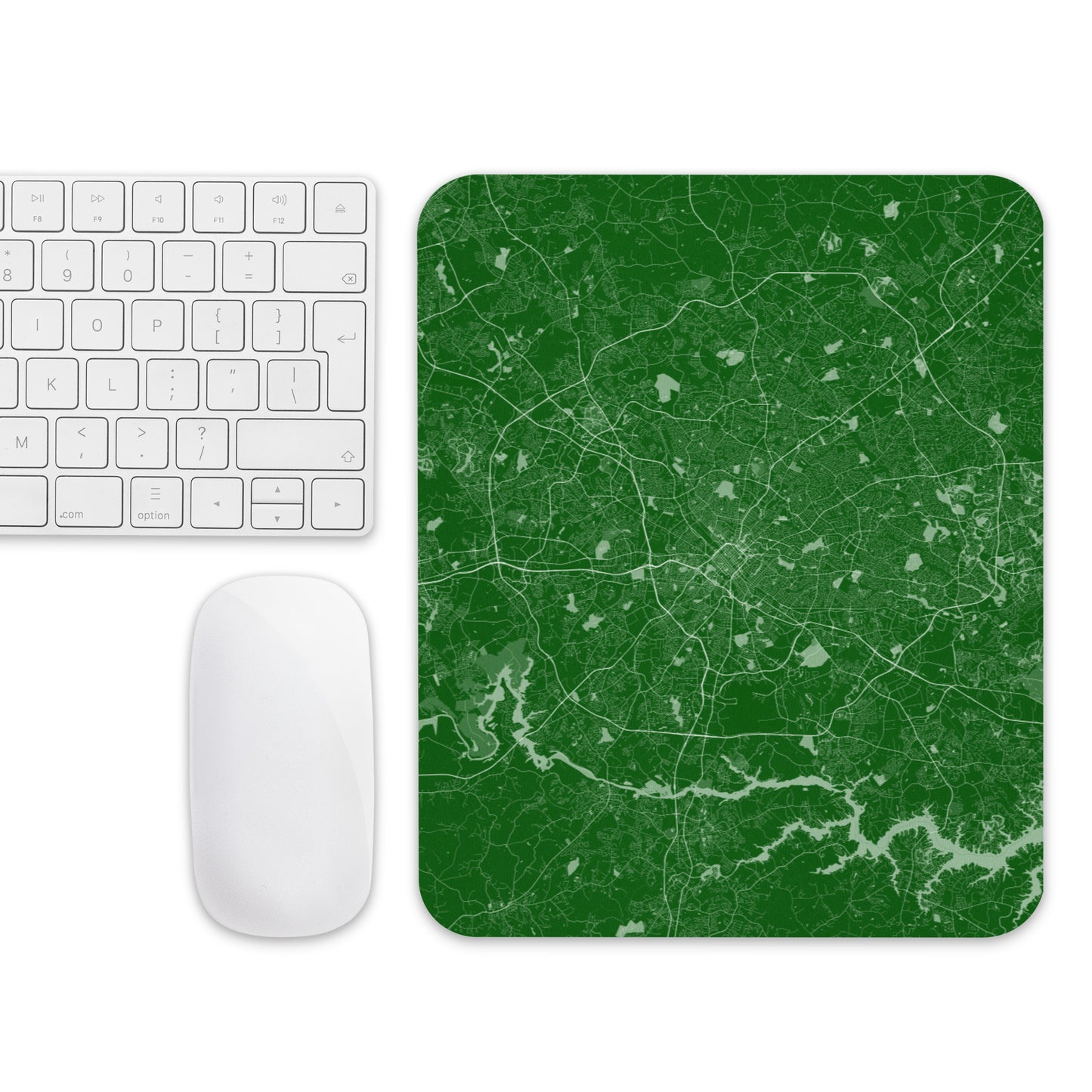 Charlotte Green and White Map Mouse Pad