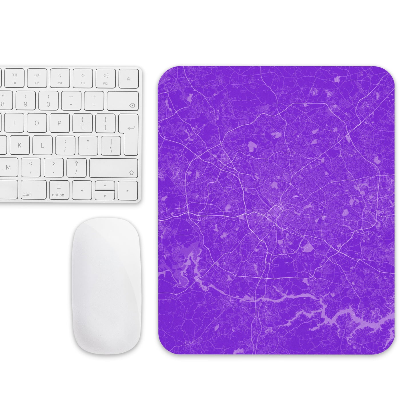 Charlotte Purple and White Map Mouse Pad