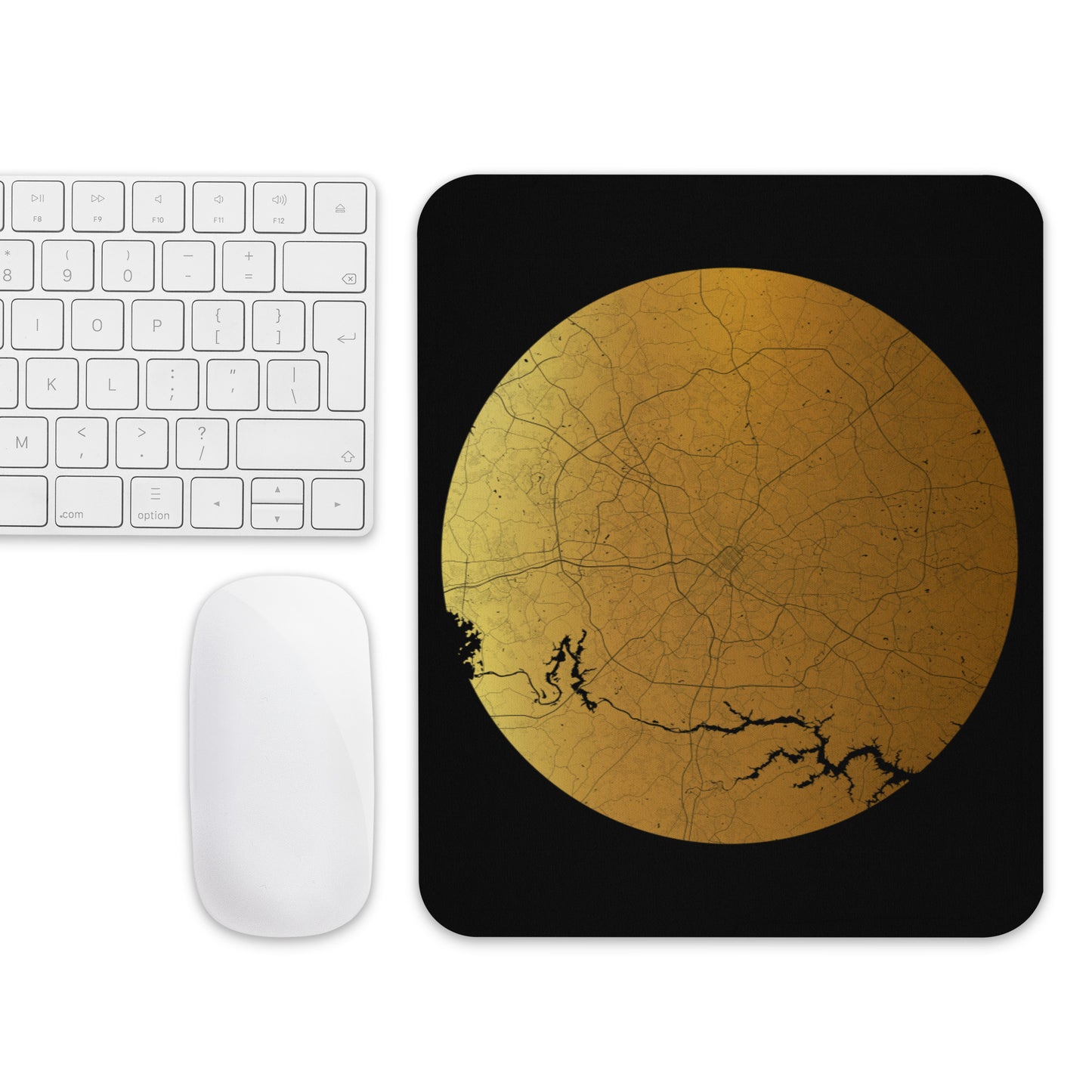 Charlotte Gold on Black Map Mouse Pad
