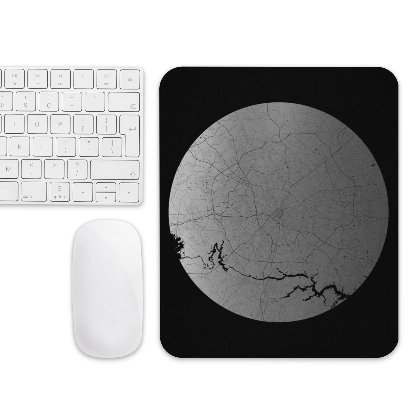 Charlotte Silver on Black Map Mouse Pad