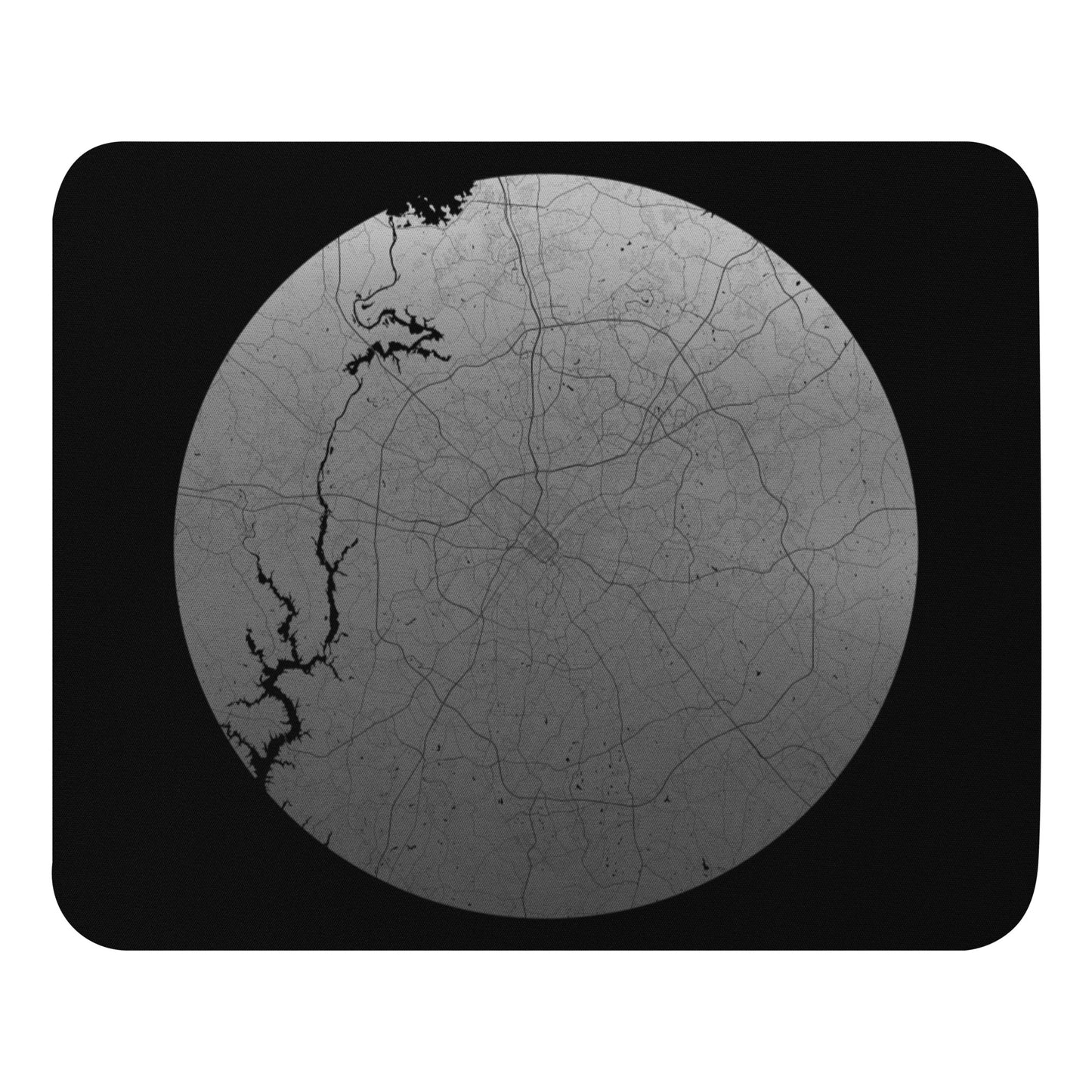 Charlotte Silver on Black Map Mouse Pad