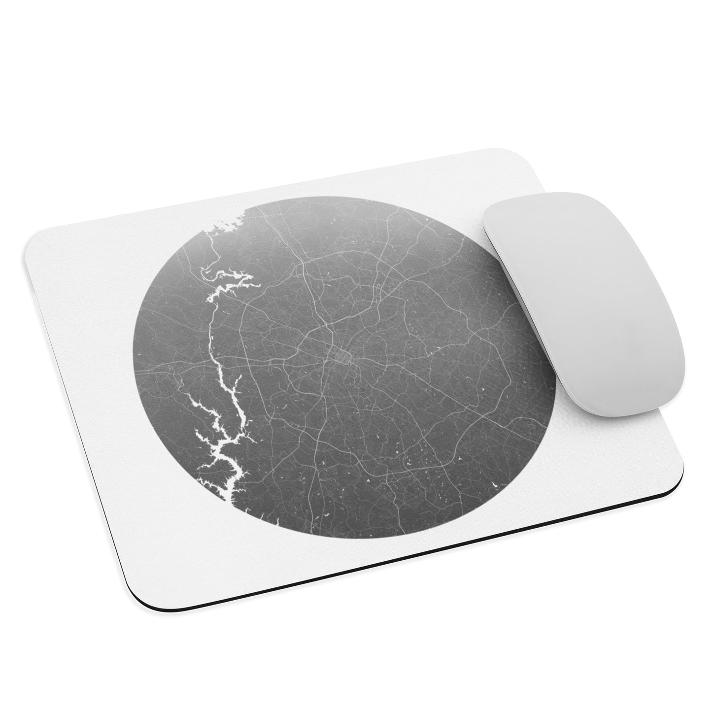 Charlotte Silver on White Map Mouse Pad