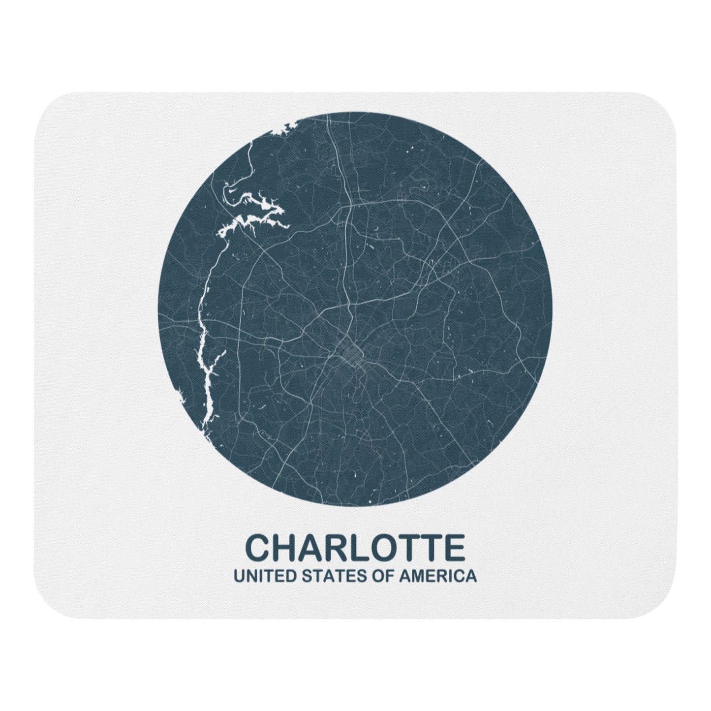 Charlotte Circular Blue Map Mouse Pad