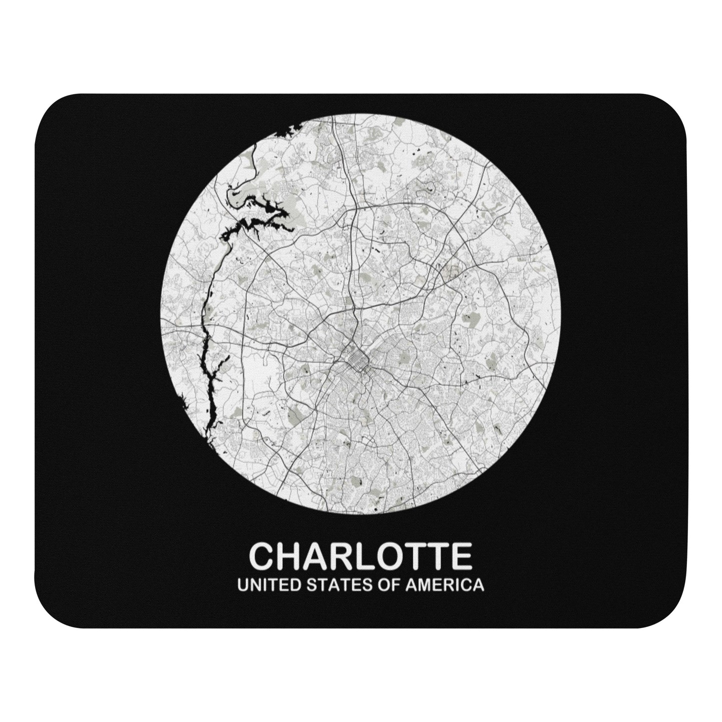 Charlotte Circular White Map Mouse Pad
