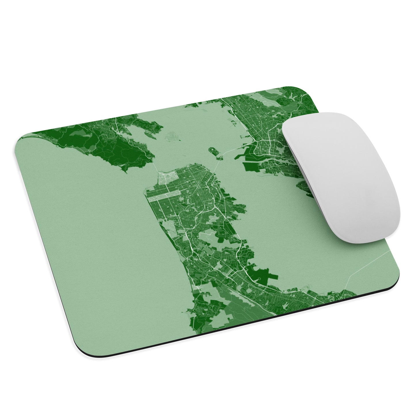 San Francisco Green and White Map Mouse Pad