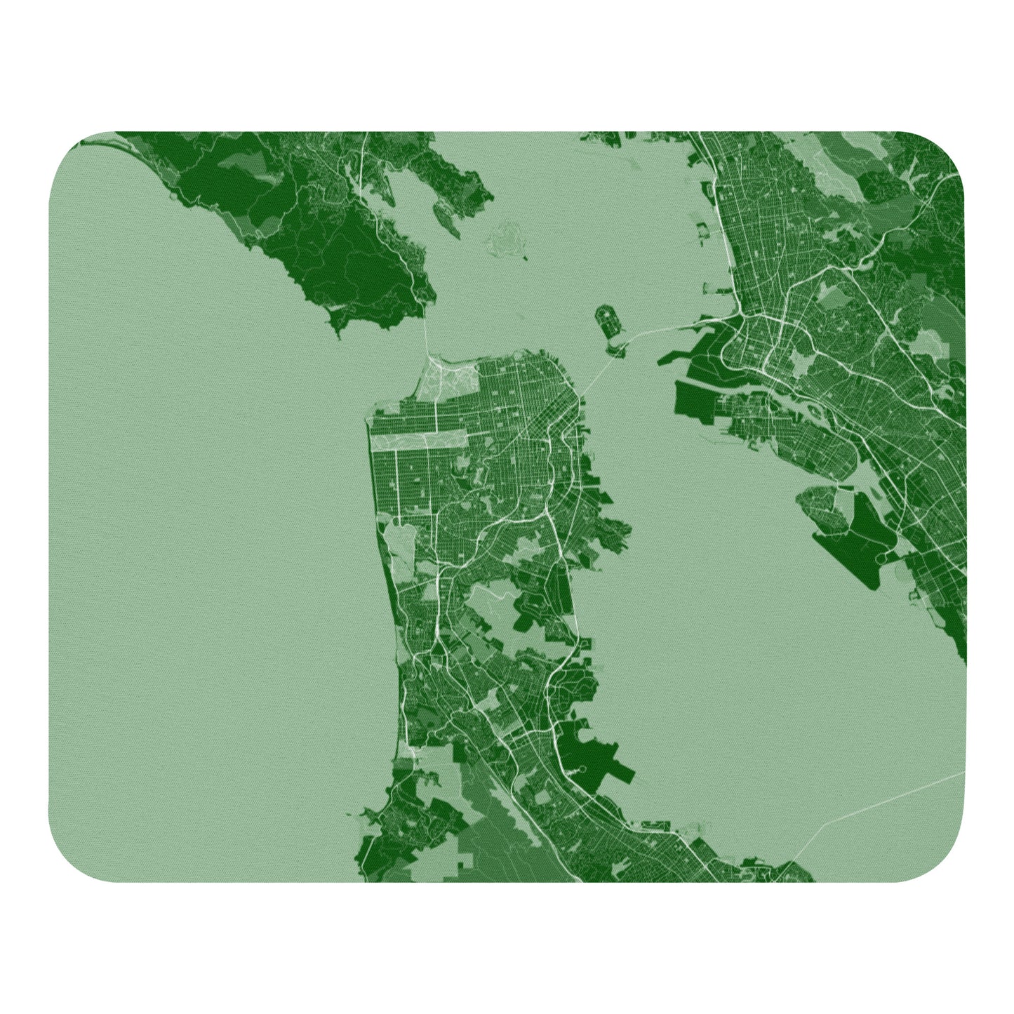 San Francisco Green and White Map Mouse Pad