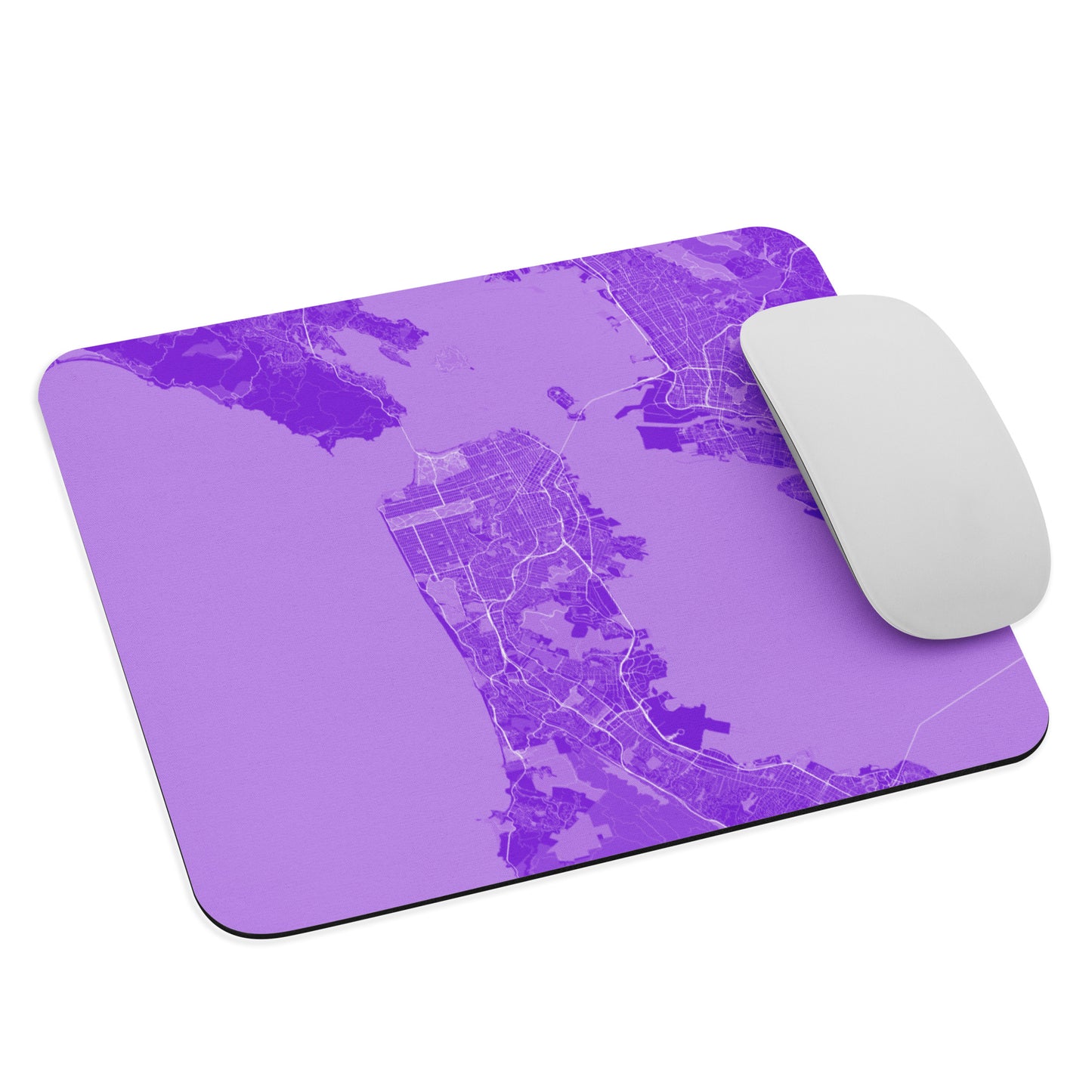 San Francisco Purple and White Map Mouse Pad