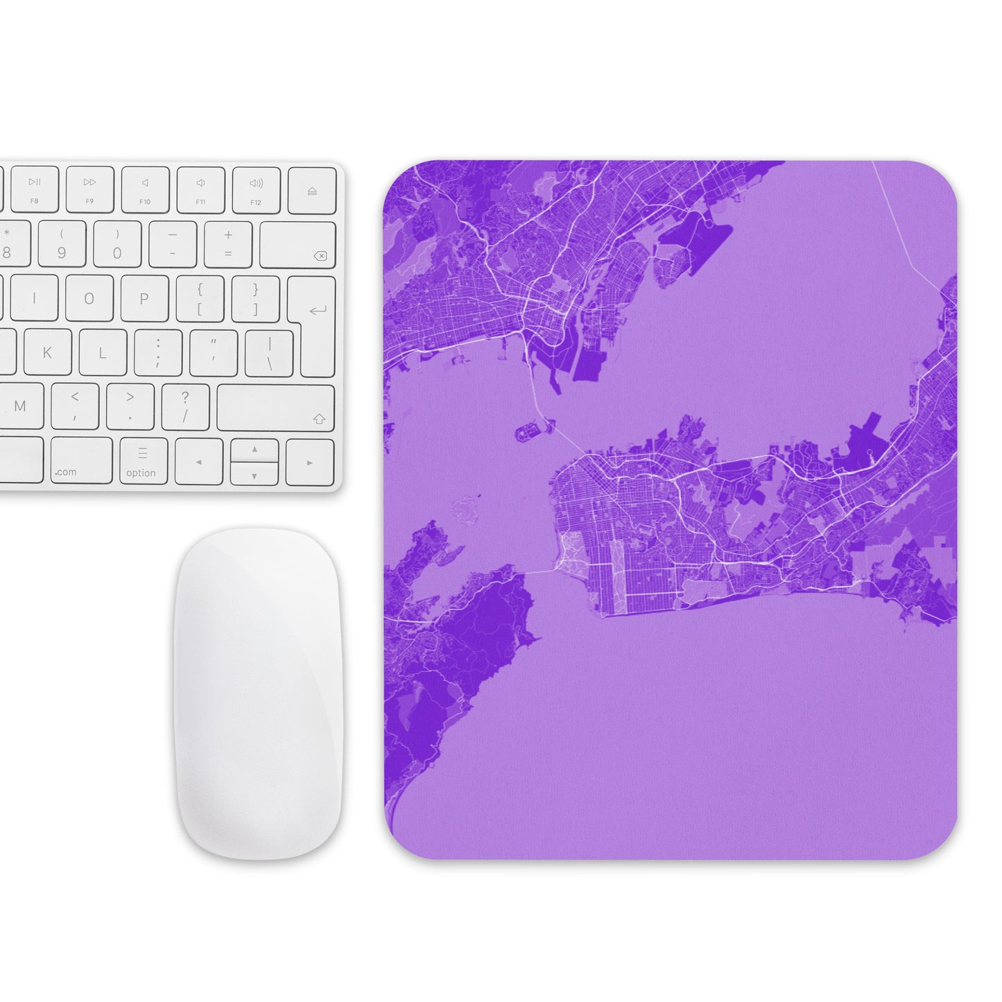 San Francisco Purple and White Map Mouse Pad